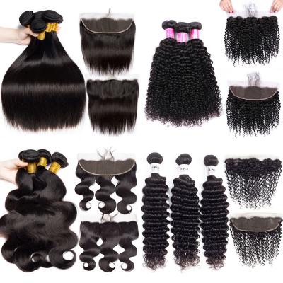 China Silky Straight Hair Bundles With Lace Headband, Thick Hd Lace Headbands And Bundles, Raw Indian Hair 13X4 Hd Lace Headband And 3 Bundles for sale