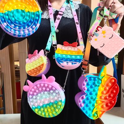 China 2021 Fashion Kid Purse Unicorn Body Mini Party Bag For Little Girls Cross Clip Fruit Shoulder Bag Gift Coin Purse for sale