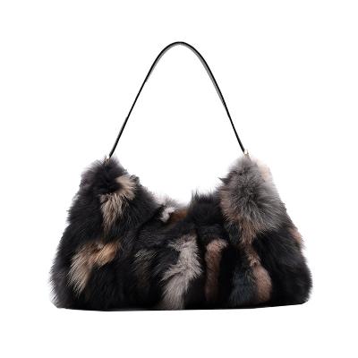 China 2020 fashion tops sell latest design ladies tote handbags women multicolor luxurious fur long bag for girl for sale