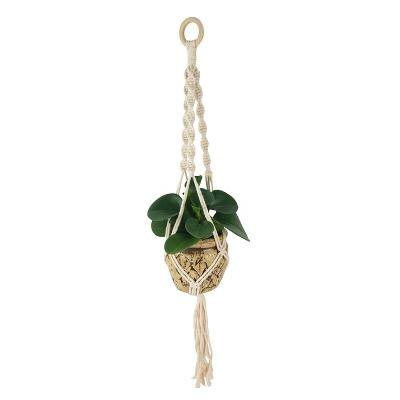 China MC010 Macrame Plant Hanger Planter Basket Indoor Outdoor Hanging Cotton Rope for sale