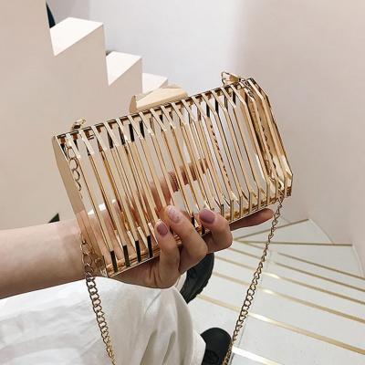 China 2022 Daily Weird Cross/Party View Ladies Rion Newcomer - Body Bag Metal Hollow Out Cage Clutch Women Chain Purses And Handbags for sale