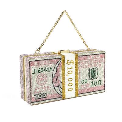 China 2020 fashion factory wholesale design the latest crystal handbags dollar money bag women's wallets for women diamond evening clutches for sale