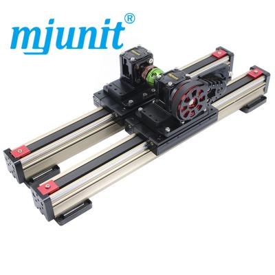 China Mjunit 45M Linear Belt Machine 100mm Stroke 2 Spray Rails Hotels Aluminum Alloy Guide Slide Table Synchronous Automatic Module Glue for sale