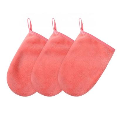 China Face Microfiber Fleece Makeup Removing Gloves And Cloth Facial Cleansing Glove for sale