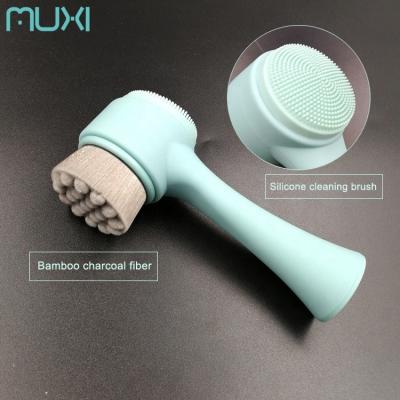 China Black Master Beauty New Arrival Solvent Silicone Massage Face Double Sided Cleansing Brush for sale