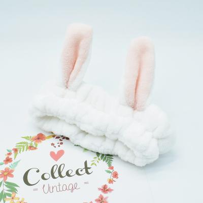 China Fashion Customized Makeup Headband Soft Rabbit Ears Pour Spa Hair Bands Wash Face Headband for sale