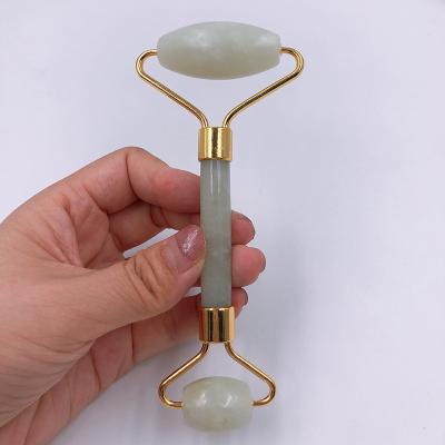 China Authentic Natural Stone Light Green Jade Face Roller For Face Eye Neck Jade Roller Anti Aging Skin Care Massage Roller for sale