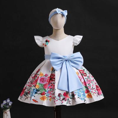 China MQATZ Hot Selling Sleeveless Christmas Flower Girl Formal Dress V Neck Birthday Christening Kids Blue Dress L21501 for sale