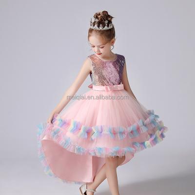 China MQATZ Hot Sale Anti-Static Sequin Kids Dress Baby Toddler Girl Long Tail Knee-Length Sleeveless Ball Gowns for sale