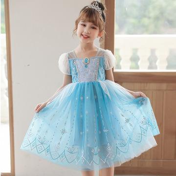 China New 2021 Elsa Princess Dress Halloween Cosplay Girls Design Polyester MQATZ Anna Dresses Costume for sale