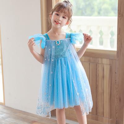 China Kness MQATZ 2021 New Design Children's Cosplay Costume Party Princess Costume Green Anna Dress 2021 for sale