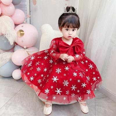 China MQATZ Washable Girls Dress Holiday One Year Birthday Dress Full Moon Christmas Red Baby Dress SD078 for sale