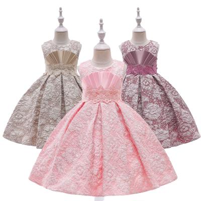 China New arrival elegant simple jacquard MQATZ babies dress children dress girl running puffy dress L5253 for sale