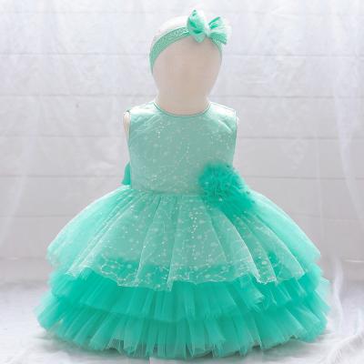 China MQATZ New Arrival Toddler Baby Girl Birthday Dress Anti-static Newborn Applique Flower Princess Girls Dresses for sale