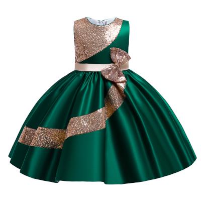 China New Design Girl's Regular Fancy Dress Children's First Birthday Dresses Green Sequin Shirt Dress For Girls for sale