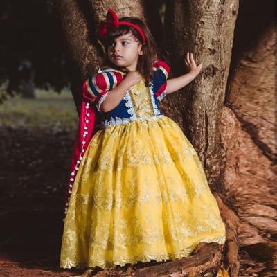 China White Polyester Snow Princess Girls Dress Puffy Sleeve Halloween Dress Cartoon Cosplay Costume For Kids BX0622 for sale