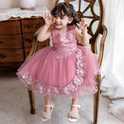 China MQATZ Sleeveless White Toddler Infant Girls Flower Beaded Formal Dress Kids Wedding Party Dress N2111 for sale