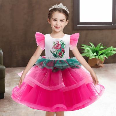 China MQATZ 2021New Unicorn Dress Girl Birthday Party Old Wear 6Years Girls Flamingo Performance Washable Dress for sale