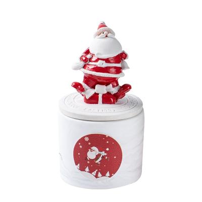 China Birthdays Scented Candle Christmas New Candle With Santa Claus Statue Lid for sale