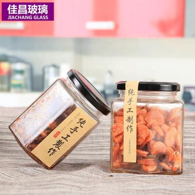 China Food Wholesale Cheap High Quality Hexagonal Glass Jar Honey Jar Empty Jam Jar for sale