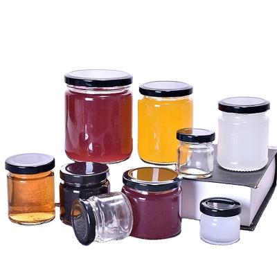 China Cylindrical Honey Stocked Glass Jar 25ml 35ml 50ml 100ml 195ml 240ml 350ml 500ml 770ml for sale