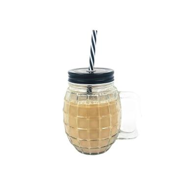 China Wholesale Beverage Mason Jar Juice Mason Jar Clear With Handle With Lid Straw for sale