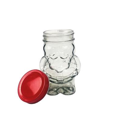 China Santa Claus Glass Mason Jar Drink Juice Cup with Lid and Straw Santa Snowman for sale