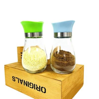 China Herb Flavored Spice Bottle Spice Storage Container 120ml Pot Salt Pepper Tapered Glass Jar for sale