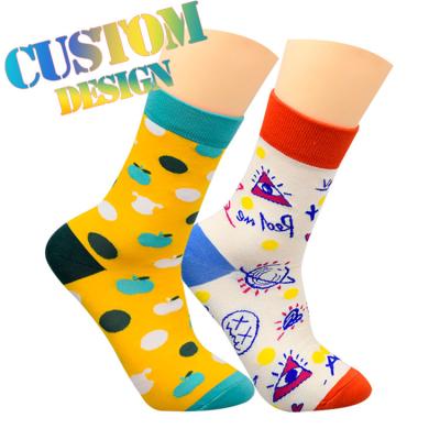 China Antibacterial Regular Casual Custom Knit Mens 100% Cotton Fashionable Colorful Socks for sale