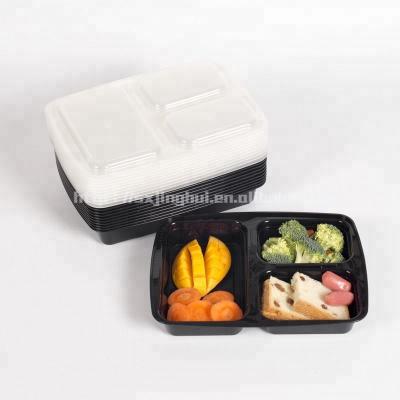 China New Product Microwavable Bento Box Plastic Food Container Thick Reusable From China Supplier 3 Compartment Containers for sale