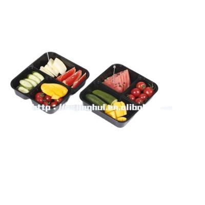 China Recycled Plastic Bento 3 Compartments Food Materials Container Rectangle Lunch Food Storage Container for sale