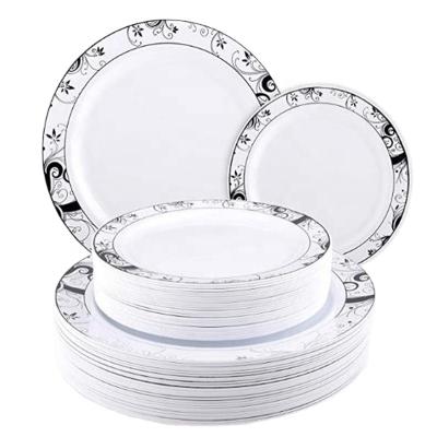 China Traditional Factory Supplies 25Guests 150PCS Disposable Dinnerware Set Plastic Party Tableware for sale