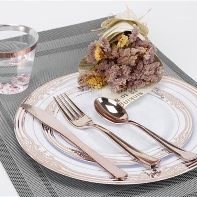 China Disposable Heavy Duty Dinnerware Set For 25 Party White Wedding Guest Look China Disposable Plastic Dinnerware for sale