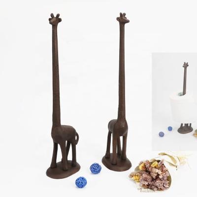 China New Decorative Cast Iron Standing Giraffe Tissue Toilet Paper Napkin Roll Holder Eco-friendly for sale