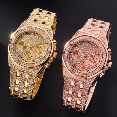 China Fashion Luxury Gold Diamond Watch Bling Hip Hop Iced Out Day/Date Watch 8458 Full Watches Men for sale