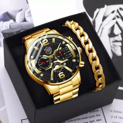 China Day/date 6074 box +watch+ bracelet men watches bracelet 2022 sets sport quartz chronograph military watch for men casual classic Watc for sale