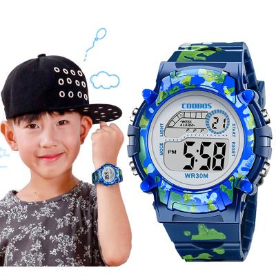 China 7059 Fashion Boys Girl Automatic Week LED Digital Watches Creative Multifunctional Navy Blue Camouflage Swim Children's Watches for sale