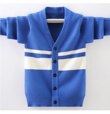 China Stripe V-Neck Cotton Kids Baby Boys Knitted Cardigan Anti-Shrink Promotion Sweater for sale