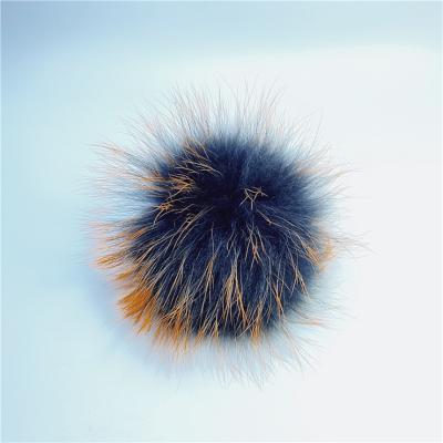 China Real Raccoon Fur Pompom 15cm 18cm Multi Color Eco-friendly Real Fur Ball Dyeing Colorful Fur Pom Pom For Hat for sale