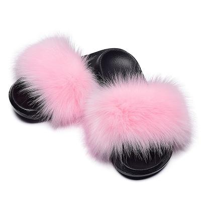 China Fashion trend sandal fur slippers for women slippers summer plush fur slippers outdoor volume for sale