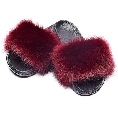 China Fashion Trend Color Custom Logo Raccoon Slippers Women Kids Furry Slide Vendor Sandals for sale