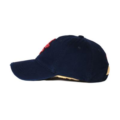 China Common Good Quality Washed Cotton Twill Hat Baseball Cap Dad Adjustable Distressed Ripped Hat for sale