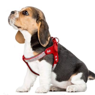 China Amazon Hot Selling DETACHED Fiber Dog Harness Shine Diamond Decoration Adjustable Comfortable Pet Dog Harness for sale