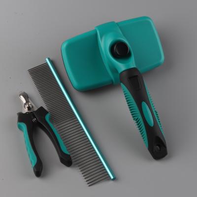 China Viable Pet Supplies Cat Dog Comb Brush Nail Scissor Folder Tool Pet Grooming Kit Cleaning Set Custom Pet Brush for sale