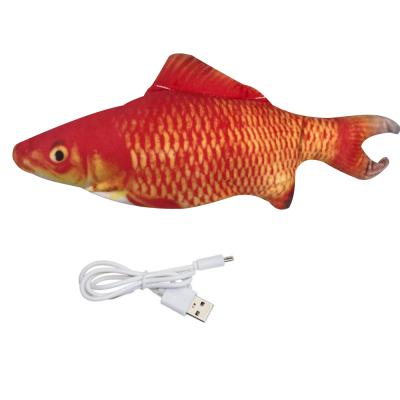 China Viable Pet Soft Plush Fish Shape Cat Toy Interactive Gifts USB Chargeable Toys Stuffed Music Robot Fish Interactive Toy for sale