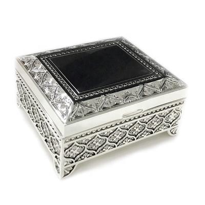 China Small Metal Artificial Jewelry Box Vintage Trinket Jewelry Storage Box For Rings Earrings Necklace for sale