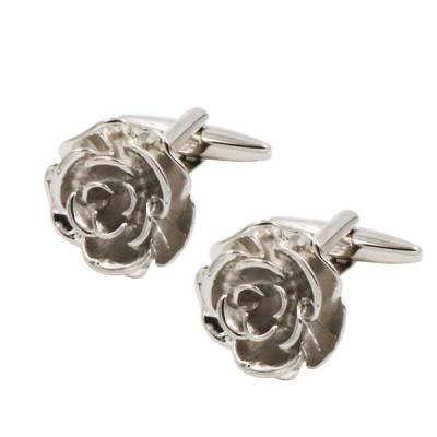 China Silver Rose Men's Fashion Accessories Cufflinks for sale