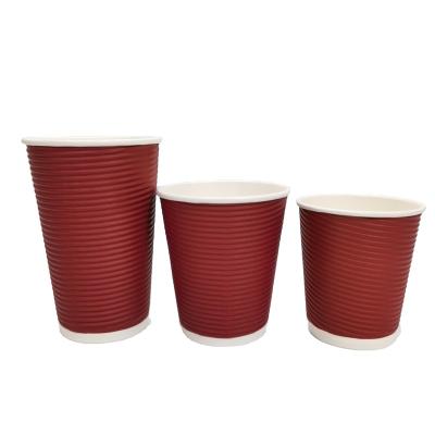 China New Design Biodegradable White Customize To Ripple Disposable Paper Cups For Coffee Milk Tea for sale