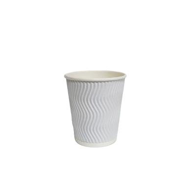 China 8oz Ripple Paper Cup Biodegradable Vasos Takeaway Coffee Cups White Color Wrinkle Printed With Logo Design Service 290ml for sale