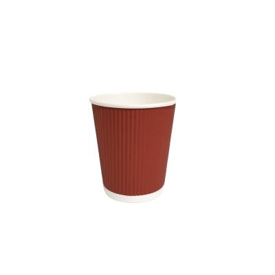 China Disposable ripple ryder coffee cup corrugated paper hospitality ready to ship 8oz 290ml custom coffee cups print logo and color for sale